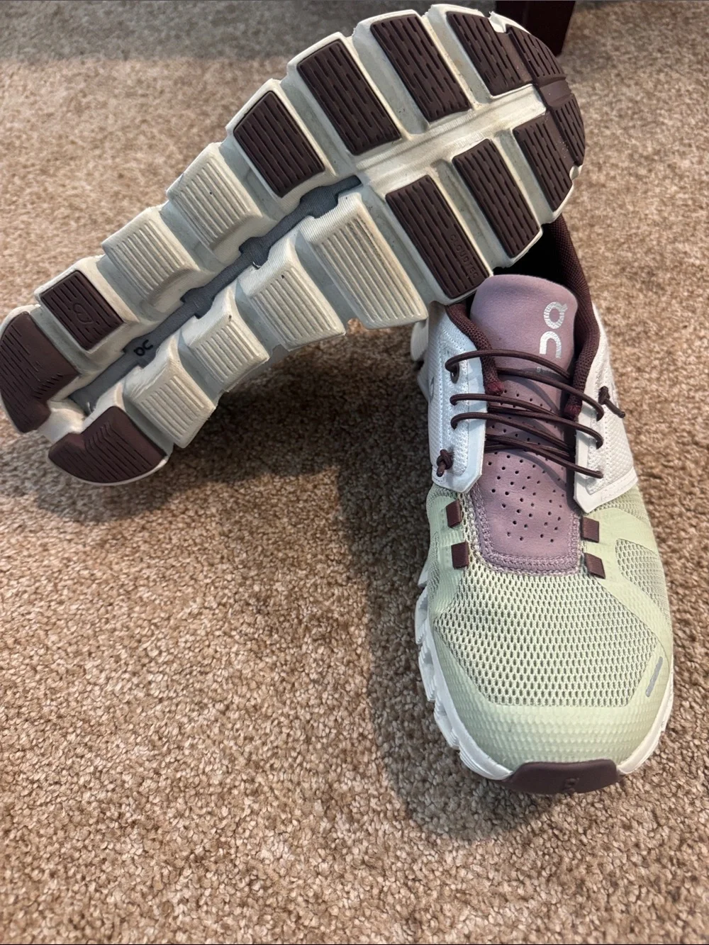 On Running Women's Athletic Shoes in Sage and Mauve